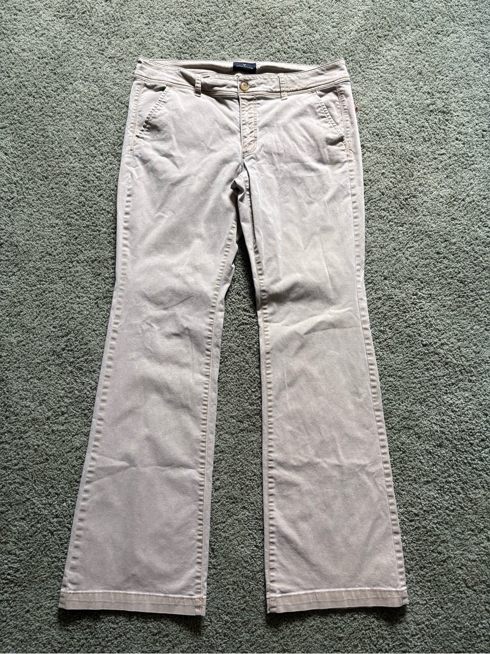 American Eagle Tan Kickboot Pants Womens Size 14 Long Cotton Stretch Mid Rise